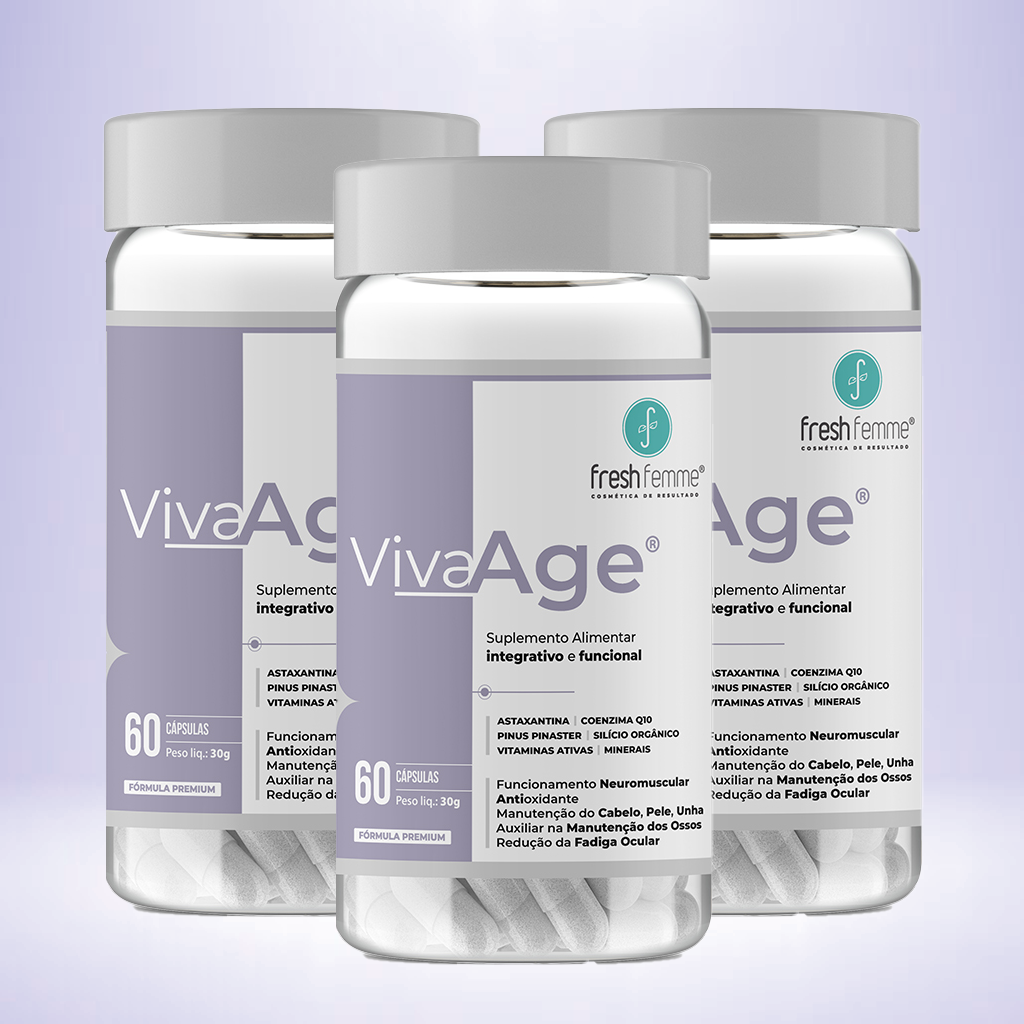 Kit 3 VivaAge Rejuveneces - Longevidade Saudável e Vitalidade Capilar FreshFemme - 180 Cápsulas