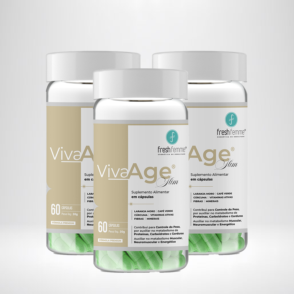 Kit 3 VivaAge Slim Metabolismo Saudável - FreshFemme - 180 Cápsulas