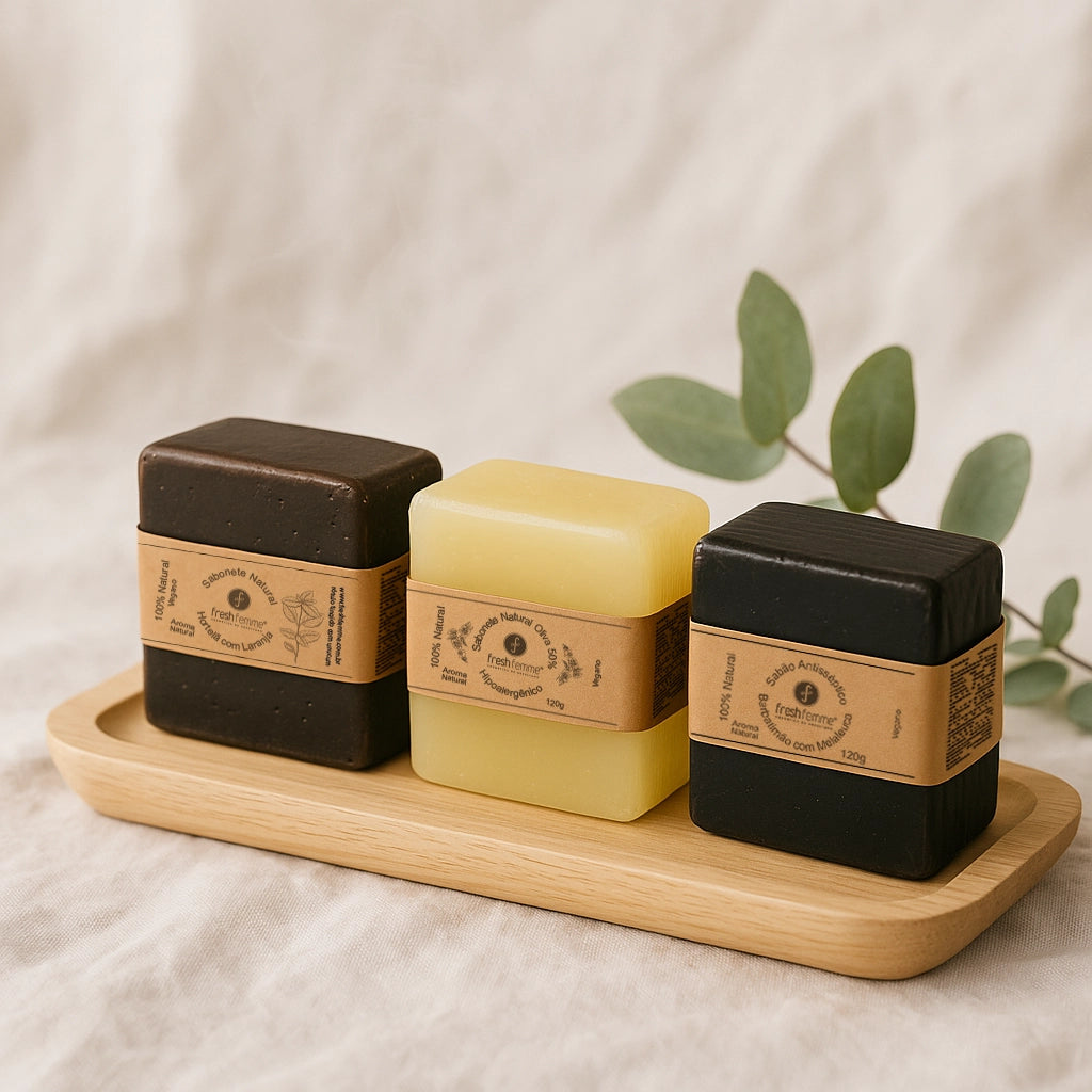 Kit de Sabonetes Naturais & Veganos com 3 unidades FreshFemme
