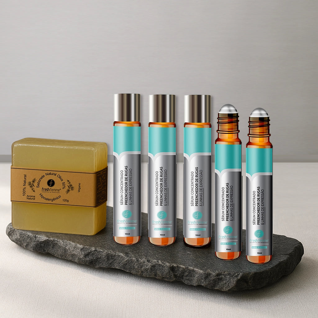 Kit 5 Sérum FreshFemme + BRINDE Sabonete Hipoalergênico Natural de Oliva 50% FreshFemme