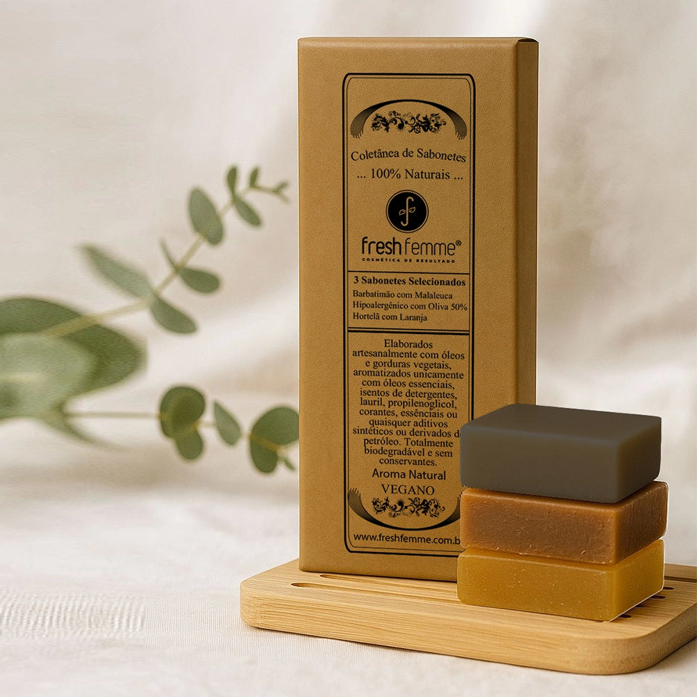 Kit de Sabonetes Naturais & Veganos com 3 unidades FreshFemme